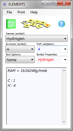 RAM calculation using Elements for the partial pressure calculator
